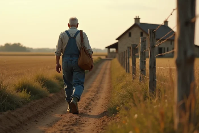 Agriculteur quittant une exploitation agricole après la fin d'un bail rural et la reprise du terrain par le propriétaire